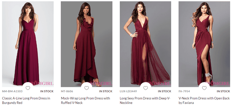 Screenshot of PromGirl burgundy dresses Screenshot of PromGirl burgundy dresses
