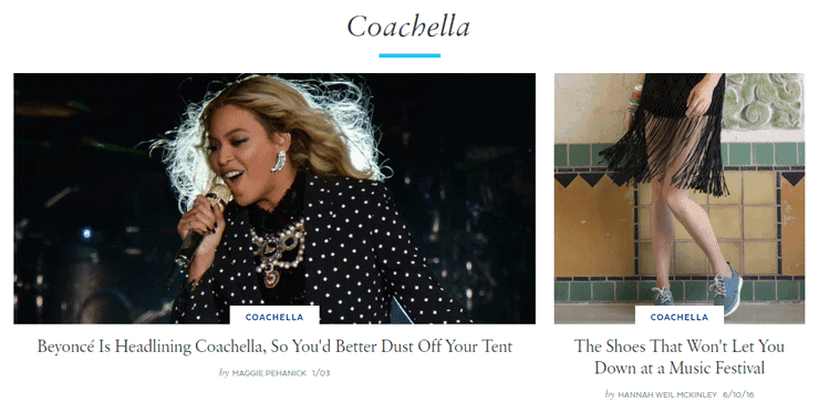 PopSugar's Coachella Page Screenshot from PopSugar's Coachella page