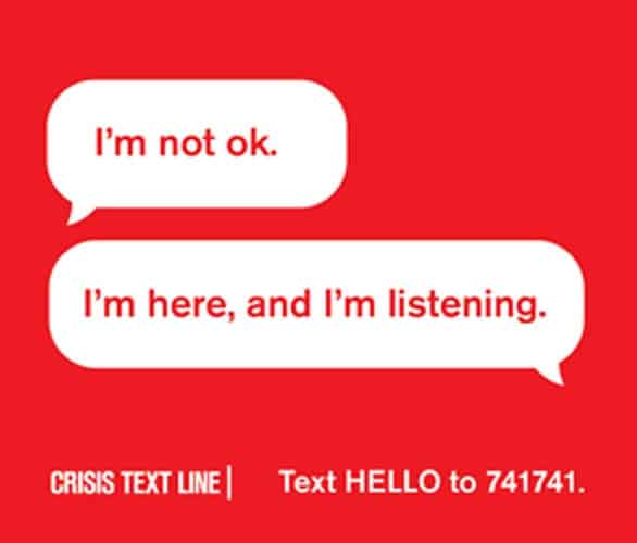 An ad for Crisis Text Line An ad for Crisis Text Line