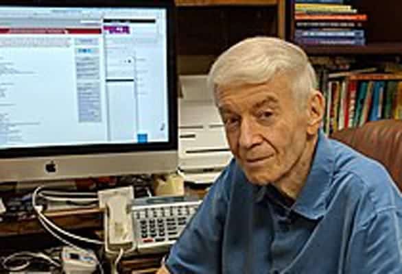 Photo of Dr. Stephen Barrett in his office Photo of Dr. Stephen Barrett in his office