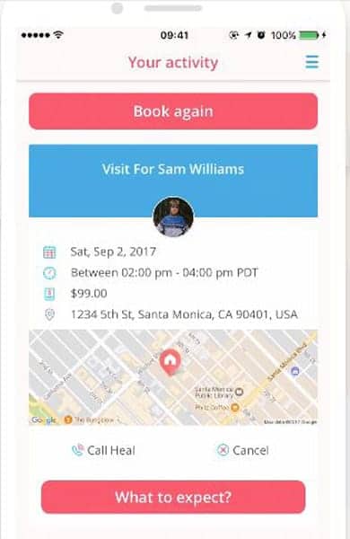 Screenshot of the Heal app Screenshot of the Heal app