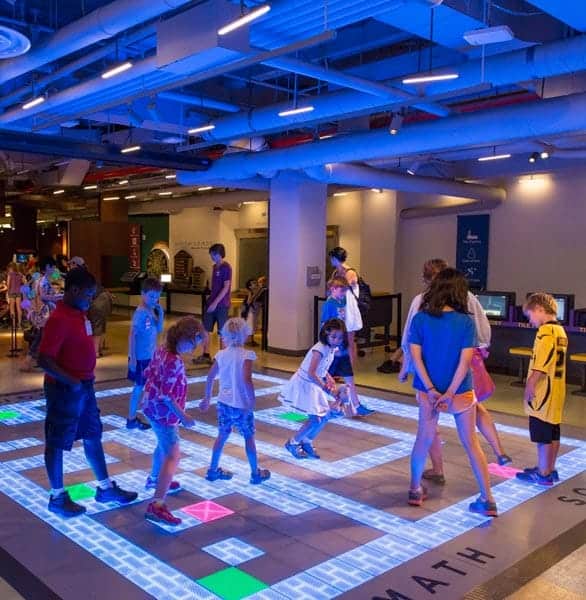 Photo of a light-up floor at MoMath Photo of a light-up floor at MoMath