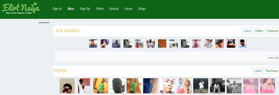 Screenshot of the Flirt Naija site