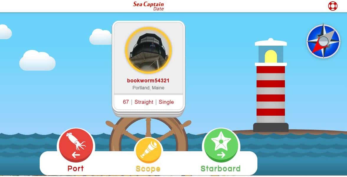 Screenshot of the SeaCaptainDate app Screenshot of the SeaCaptainDate app