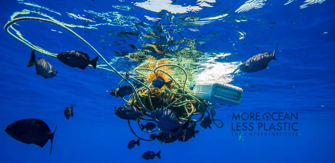Photo of floating plastic in the ocean Photo of floating plastic in the ocean